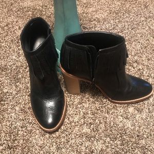 Antonio Melani Black Leather Fringe Boots